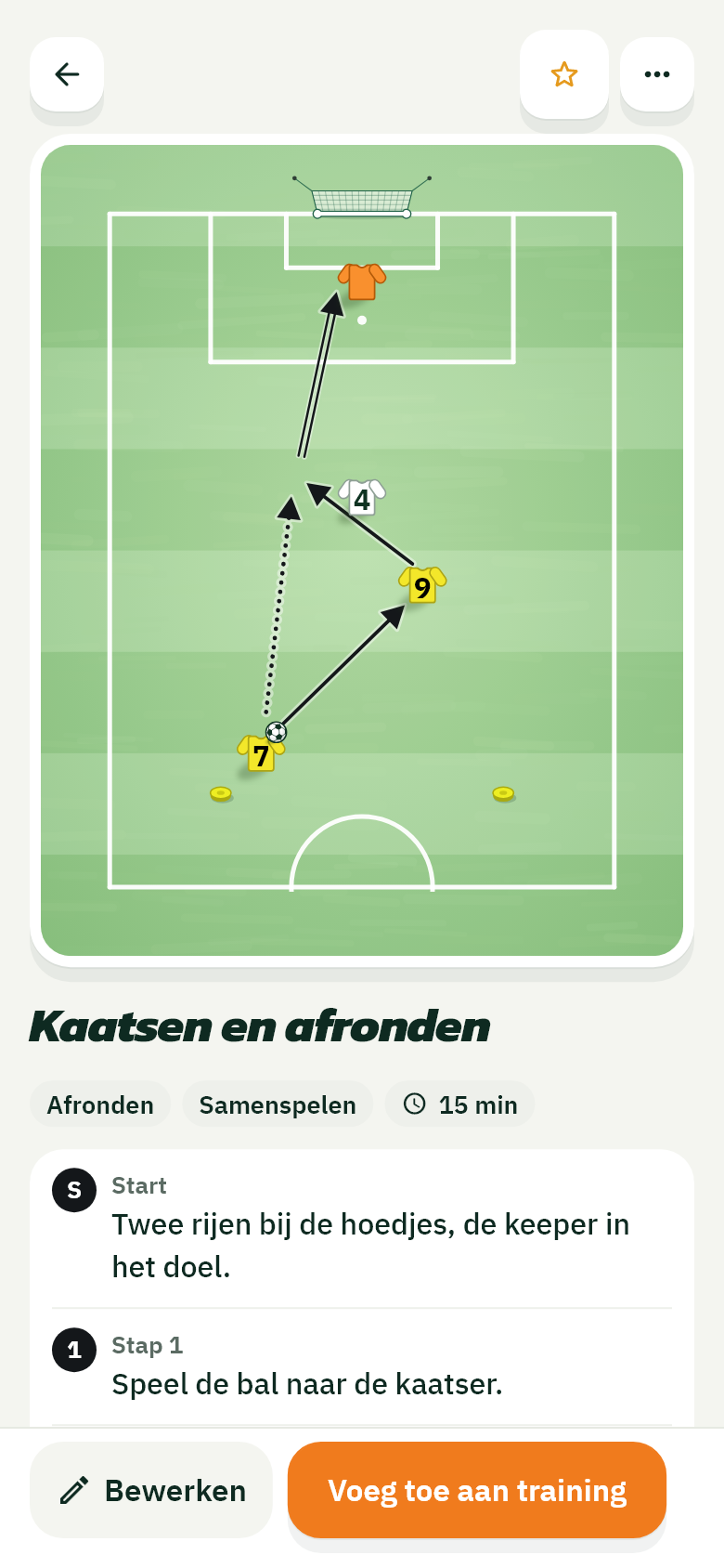 De app: een oefening met de tekening en de uitleg in stappen